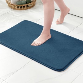 MIULEE 1 P Non-Slip Hydrophilic Memory Foam Bath Mat Superfine Soft Comfortable Entrance Mat for Bathroom Bathtub Kitchen 50 x 80 cm Dark Blue
