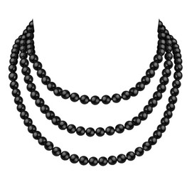 1920s Imitation Pearl Necklace Baroque Strands Short Dainty Choker Colorful Round Pearl Choker for Women Jewelry Gifts (black long)