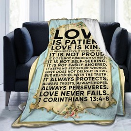 Love is Patient Love is Kind Gifts Blanket 60"X50" Bible Verses Christian Bed Throw Blanket Soft Lightweight Cozy Warm Religious Blankets for Kids Teens Men Women