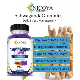 Nicoya Nutrition Ashwagandha Gummies Anti-axiety, De-stress Vitamin Supplement, Compare To Goli