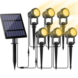 CREPOW Solar Spot Lights Outdoor, Landscape Spotlights IP65 Waterproof 9.8ft Cable, Dusk to Dawn Solar Uplights for Tree Garden Yard Driveway Porch Walkway Pool (6-in-1, 3000K Warm White)