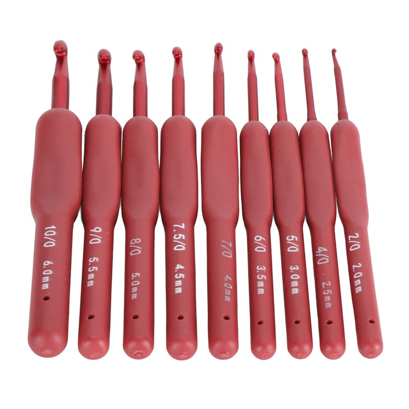 9Pcs Crochet Hook Set Aluminum Body Silicone Wrapped Handle 2