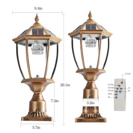 TREATLIFE HOME Elegant Solar Column Headlight with Dimmable LED for Outdoor Lighting, Easy Setup, Bronze Finish