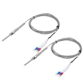 MECCANIXITY 2pcs PT100 RTD Thermocouple Stainless Steel M8 Temperature Sensor Probe -50 to 1300C 10ft 5x50mm
