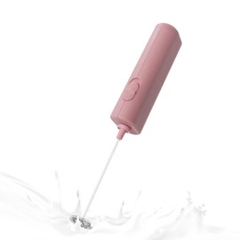 ELMWAY Powerful Electric Milk Frother, Battery Operated Drink Blender, Foam Maker Mixer, Milk Frother Handled for Coffee, Latte, Matcha, Protein Powder (Pink)