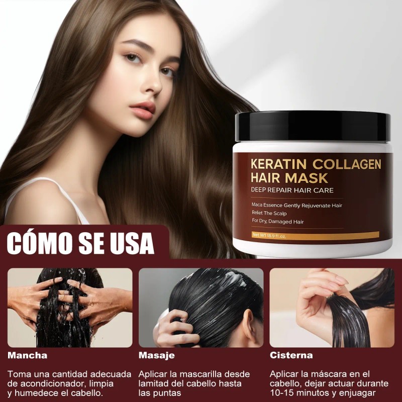 Mascarilla De Cabello Colágeno Reparación Cabello Dañado