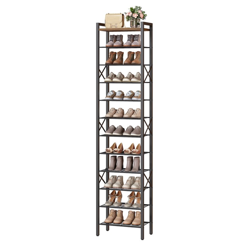 YATINEY 12-Tier Narrow Shoe Rack, Tall Shoe Rack for 12-24
