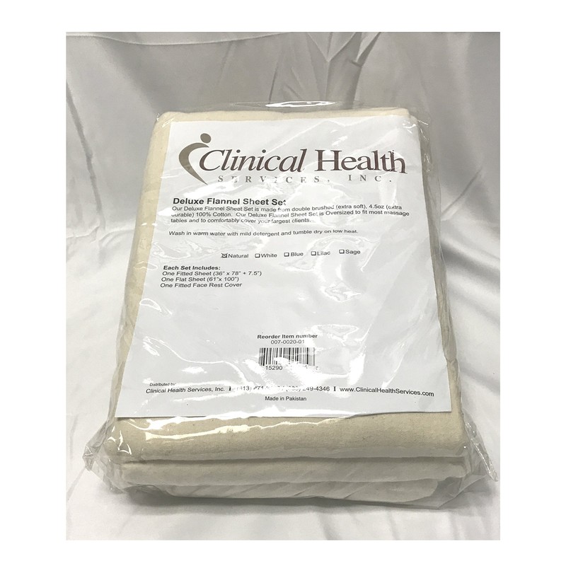 Deluxe Flannel Massage 3 Piece Sheet Set- Natural