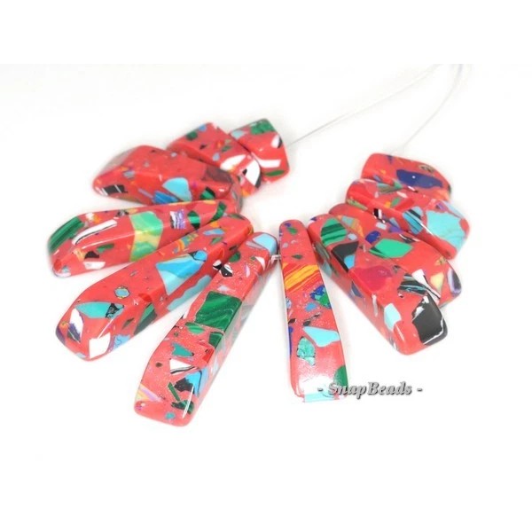 MATRIX TURQUOISE GEMSTONE MOSAIC RED LOOSE BEADS GRADUATED SET 11