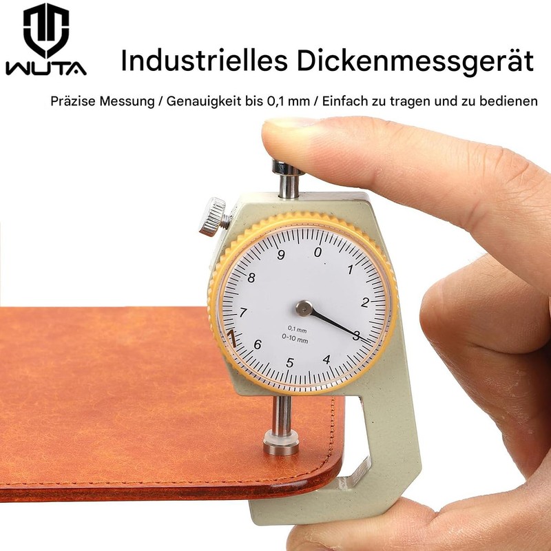 WUTA Leather Thickness Gauge 0-10 mm Range Portable Thickness Gauge