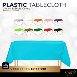 Amcrate Blue Plastic Tablecloth Disposable, 2 Pack Premium Tablecloths for Rectangle Tables 54 inch. x 108 inch. Fits Tables Up to 8 Feet, Plastic Table Cloth for Party, Wedding, Holidays