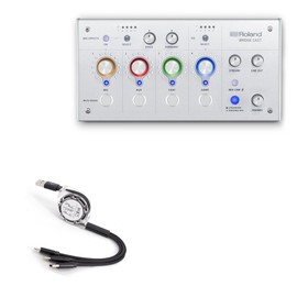 BoxWave Cable Compatible with Roland Bridge CAST Dual-Bus Streaming/Gaming Mixer - AllCharge miniSync, Retractable, Portable USB Cable - Jet Black