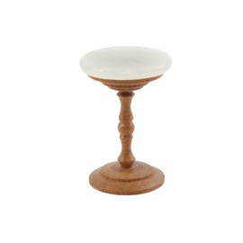 Melody Jane Dolls House Round Pedestal Lamp Side Table Marbled Top Living Room Furniture 1:12 Wooden Brown