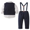 amokk Baby Boy Formal Wear Suits Bow Tie and Suspenders