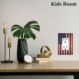 Cuitxrac Vintage American National Flag Single Rocker Light Switch Cover 4th of July Patriotic Independence Decorative Wall Plate Decorator Switch Cover Mid-Size 1-Gang for GFCI Outlet Decor