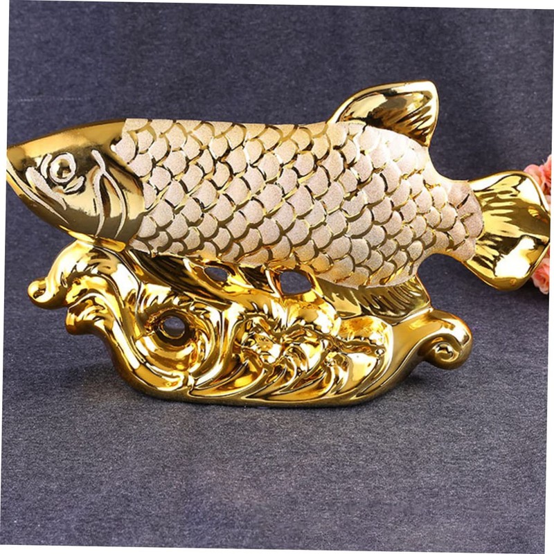GRIRIW Decorative Goldfish Statue Ceramic Goldfish Ornament for Home Car