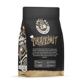 Bones Coffee Company Crazelnut, Hazelnut Flavored Coffee, Medium Roast Low Acid Arabica Beans Compatible with Auto drip and French Press Coffee Maker, 12 Oz Whole Bean