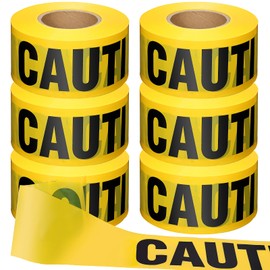 Treela 6 Pcs 3 Inch x 1000 Feet Tape Roll Danger Tape Caution Do Not Enter Tape Crime Scene Do Not Cross Tape Construction Warning Safety Tape for Hazardous Areas (Yellow,Caution)