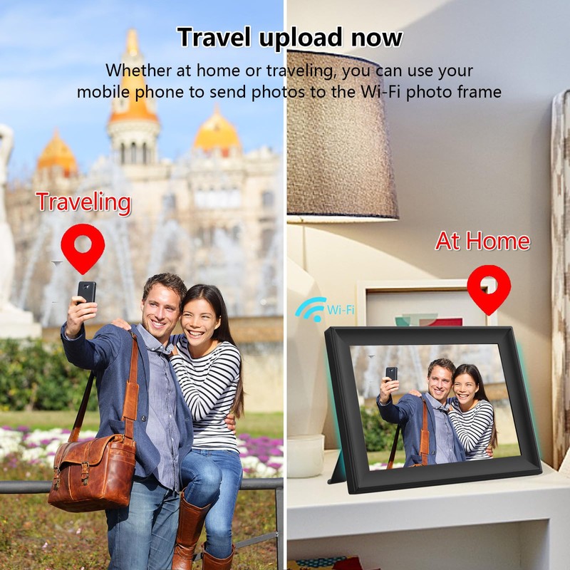 FRAMEO 32GB Digital Picture Frame with LED Light, 10.1 Inch