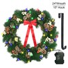 Christmas Wreath with LED Lights - 24" Prelit Xmas Door