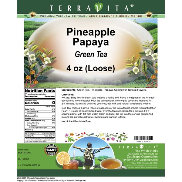 Pineapple Papaya Green Tea (Loose) (4 oz, ZIN: 540651)
