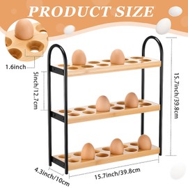 Reallnaive Wooden Egg Holder Countertop 3-layer Hold 36 Eggs Fresh Storage, for Kitchen Organization and Pantry Storage Home Collecting(Bamboo Wood)