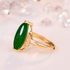 14k Classic Jade Green Olive Shaped and Tian Jasper Green