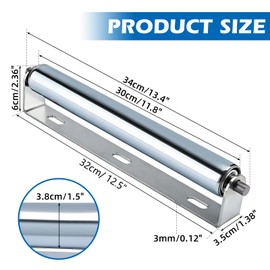 Patioer 12" Long Rollers with Bracket 1.5" Dia Galvanized Steel Conveyor Roller for Roller Stands Woodworking and Conveyors, 2 Pack