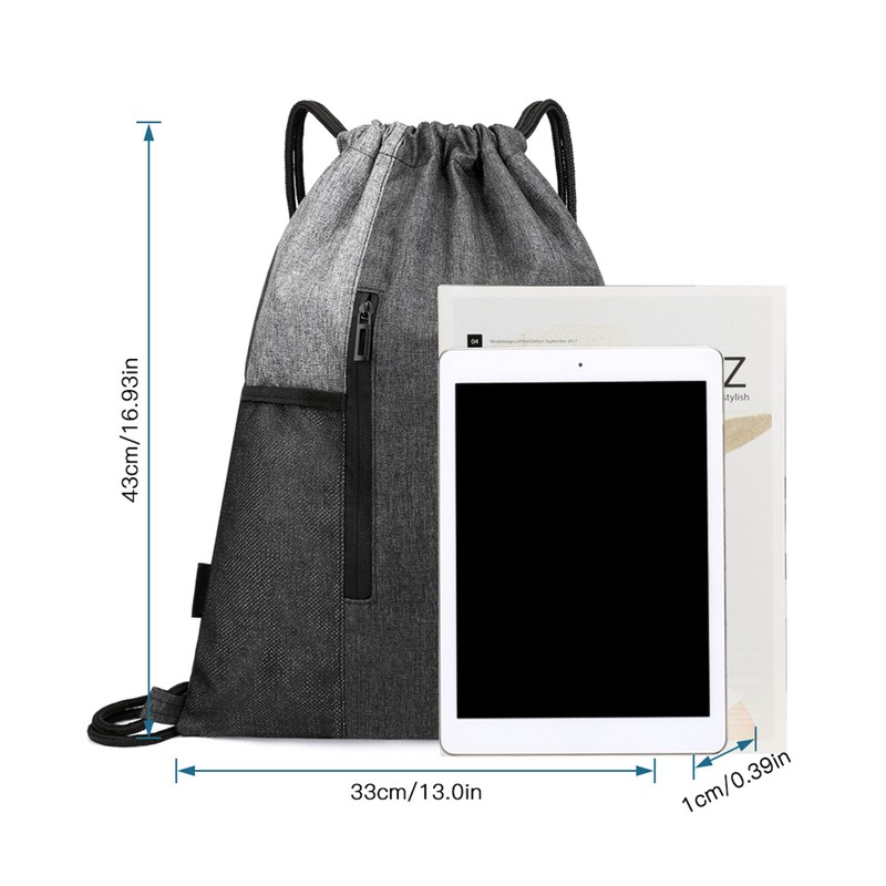 Gym Sack with Earphones Jack Drawstring Backpack Water-resistant Drawstring Bucket