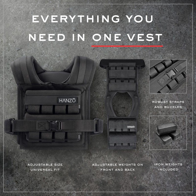 HANZO Weighted Vest for Men & Women 25lbs | 35lbs