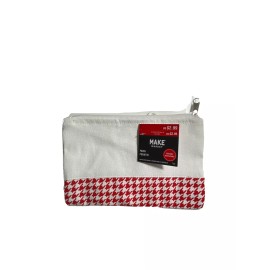 Make Marke Pouch  Make Up Bag White Canvas Red Graphics Bottom