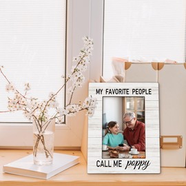 Poppy Gifts Picture Frame 5x7, Grandpa Photo Frame, Christmas Fathers Day Birthday Gifts for Poppys, My Favorite People Call Me Poppy Wooden Picture Photo Frames for Desk Home Room Decor