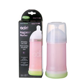 Adiri NxGen Stage 2 - Botella para bebé (flujo medio, 6-9 meses), color rosa