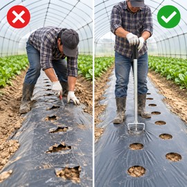Telescopic Plastic Mulch Film Perforator – 44–75cm Garden Planting Hole Punch Tool for Agricultural, Greenhouse and Horticultural Use