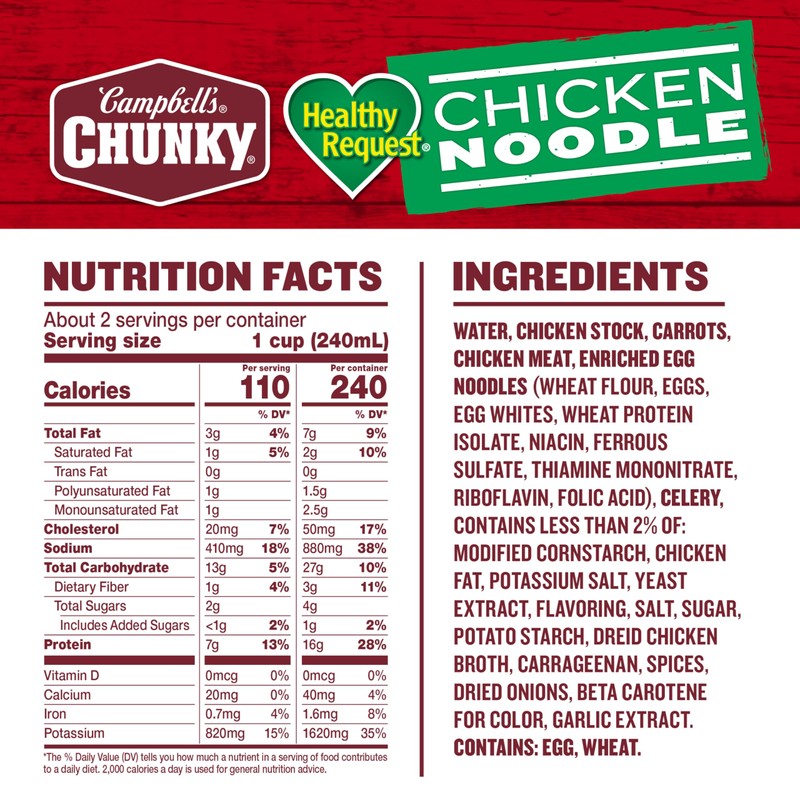 Campbell's Chunky Healthy Request Chicken Noodle Soup, 18.6 oz Can