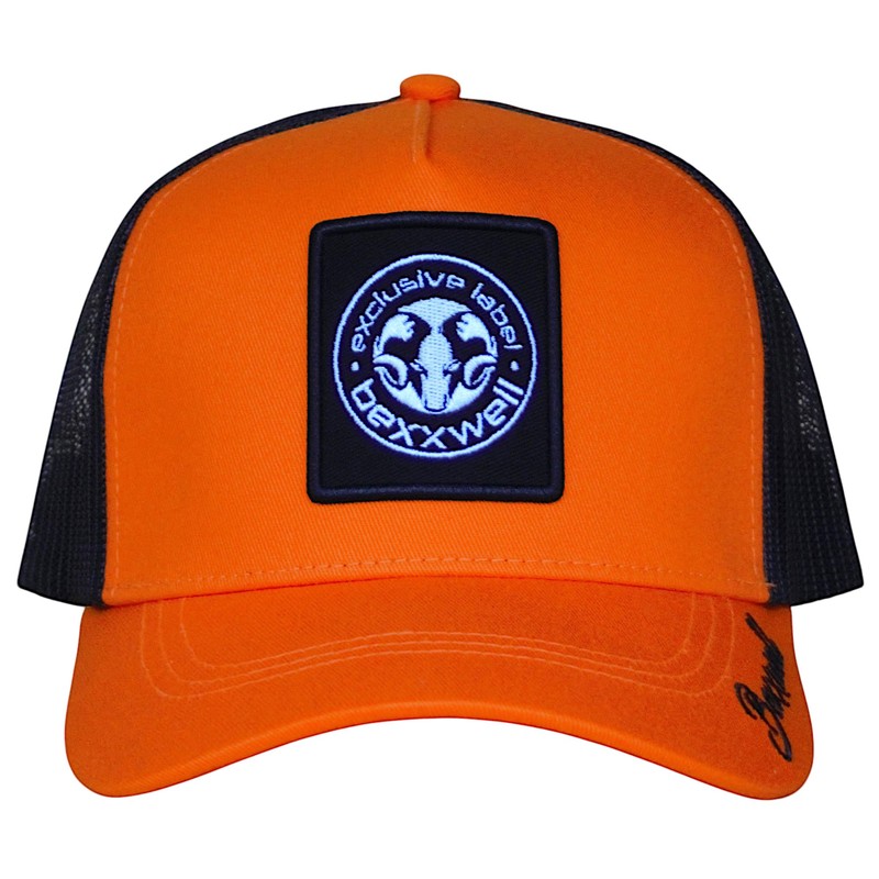 Bexxwell Trucker Cap Orange/Black with Logo Patch (Perfect Fit, Cap,