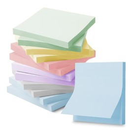 12 Pack Sticky Notes 3x3 Inches, 12 Pastel Colors Self-Stick Pads, Removable Self-Stick Notes, Colorful Sticking Memo Pads, 60 Sheets/pad, 720 Sheets Total