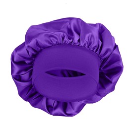 MELTU 1 Pack Hair Bonnet for Sleeping, Satin Bonnet with Wide Elastic Band, Silk Hair Wrap for Sleeping, Soft Sleep Cap(Purple)