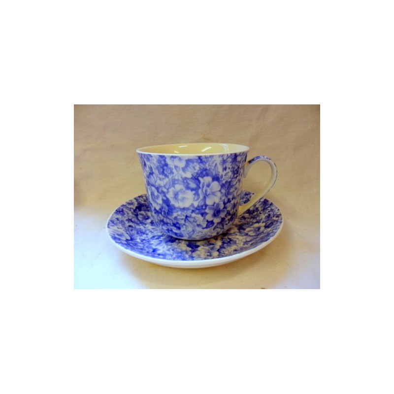Jumbo Cup and Saucer Made for Heron Cross Pottery. (Blue