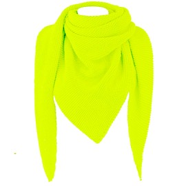 Gloop Women's Scarf XXL Knitted Triangle Scarf Knitting Pattern Neckerchief Triangular Scarf Without Scratching on Skin Made in Italy, neon yellow