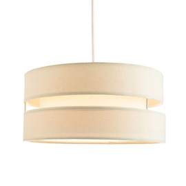 Contemporary Quality Cream Linen Fabric Triple Tier Ceiling Pendant Light Shade | 60w Maximum | Designer Style | 26cm Diameter by Happy Homewares