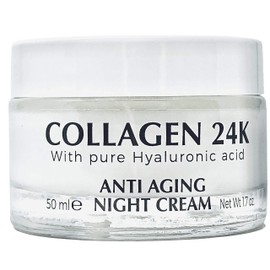 Delfanti-Milano • COLLAGEN 24K • Anti-Aging Night Cream • Face and Neck Moisturizer with pure Hyaluronic Acid • Made in Italy