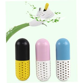 Beavorty 3Pcs Capsule Shaped Odor Desiccant for Sneakers Leather Shoes Deodorizer Drying Agent for Sports Footwear Home Travel Use Blue Yellow Pink