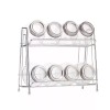 Euro-Home 9-Piece Glass Spice Jar Set with 2-Tier Chrome Rack,