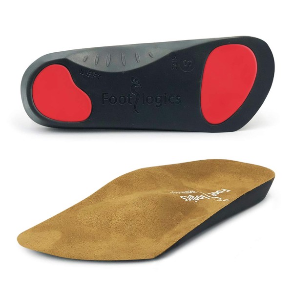Footlogics 3/4 Length Orthotic Shoe Insoles with Built-in Raise for Ball of Foot Pain, Morton’s Neuroma, Flat Feet - Metatarsalgia (XS (Men's 4-5.5, Women's 5.5-7)
