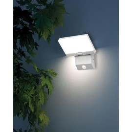 PEBIN Wired Motion Sensor Outdoor Lights Fixtures LED 18W Modern Exterior Porch Lights Wall Sconce Light for Patio Doorway Garage White Square Cool White 6000K