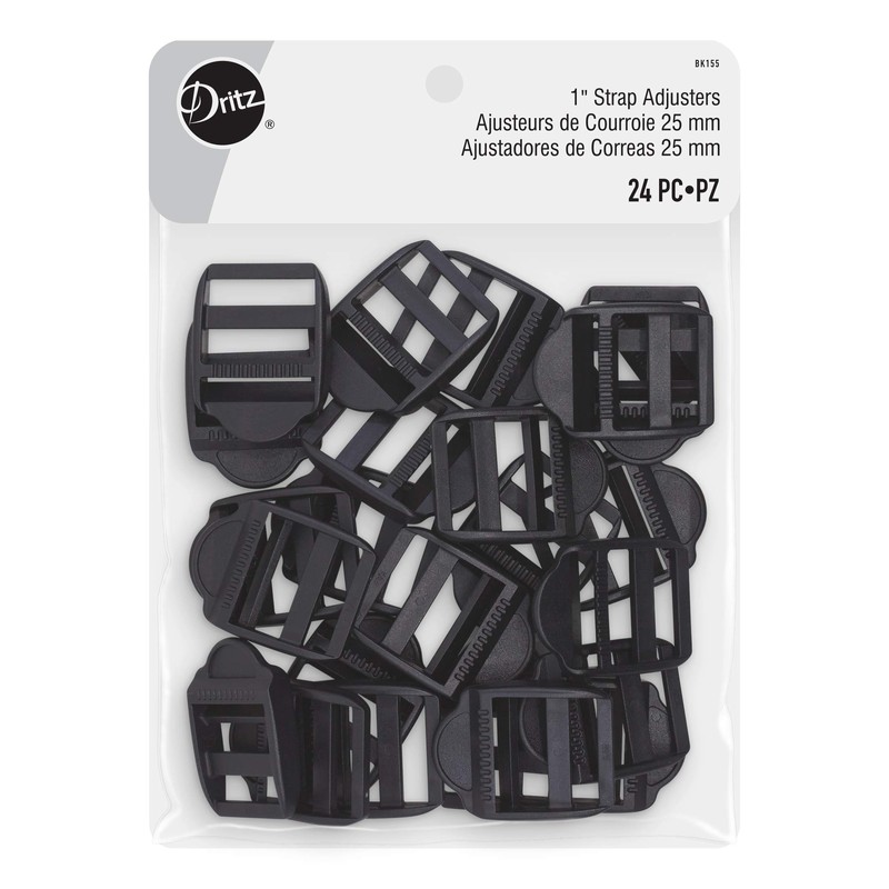 Dritz BLK155 Strap Adjusters 1in Plastic Black Bag & Tote