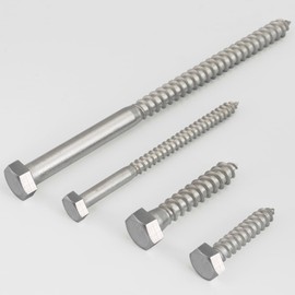 VGBUY 3/8" x 2" Hex Head Lag Screws 12Pcs, 304 Stainless Steel 18-8 Lag Bolts Wood Screws Heavy Duty Large Screws for TV Mounts, Deck, Boat Repair