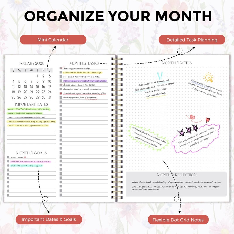 SKYDUE Monthly Planner 2026-2027, 24 Months Calendar Planner 2026-2027, 7.5"