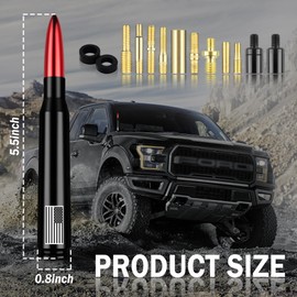 American Flag Car Bullet Antenna,Truck Exterior Decoration Accessories[New Upgrade Flag Design] Car Antenna Replacement for Car SUV Truck Most Auto Cars Antenna Accessories (Red)